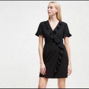 French Connection black ruffle detail dress